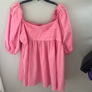 Abercrombie & Fitch Emerson Poplin Mini Dress in pink color Size XL